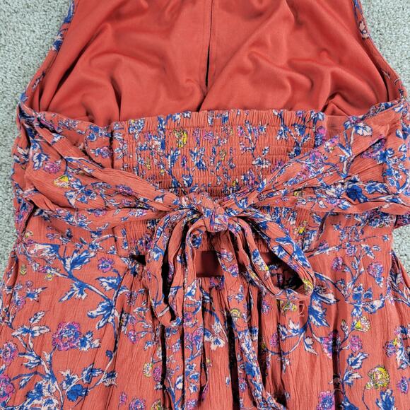 Jessica Simpson Maternity Halter Dress Womens S Pink Blue Floral Gauze A-Line - Picture 6 of 12